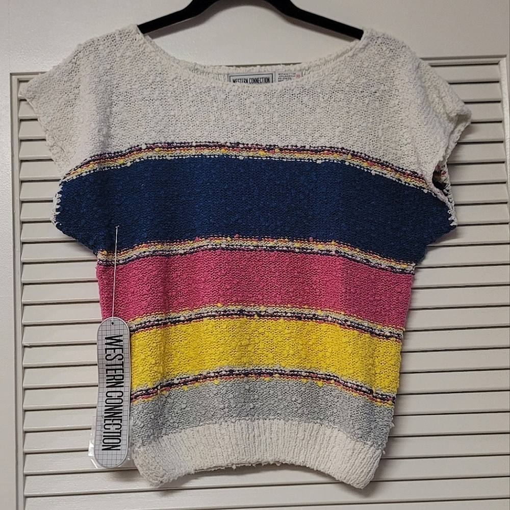 Western Collection - (NWT) Vintage Striped Nubby Knit Short-Sleeve Sweater Top